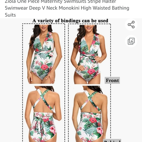 Ziola one piece Maternity Swimsuit Halter Swimwear Deep V neck Monokini - Picture 6 of 7